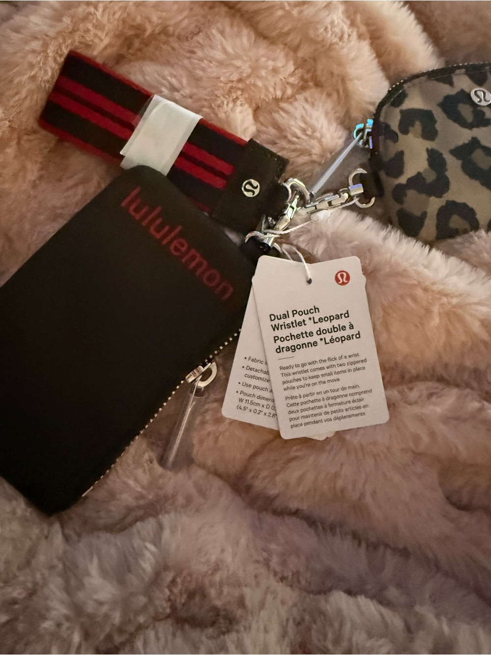 lululemon Leopard & Black Dual Pouch Keychain Wristlet - Picture 2 of 4